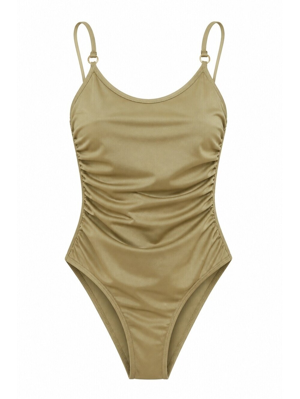 Michael Kors Olive Green Ruched One-Piece Swimsuit Size 14